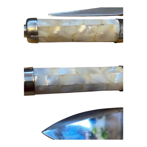 Vintage mother of pearl cheese set (4 pce) - Picture 9 of 16